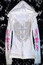 Rhinestone Tribal Graphic Zip Up Hoodie