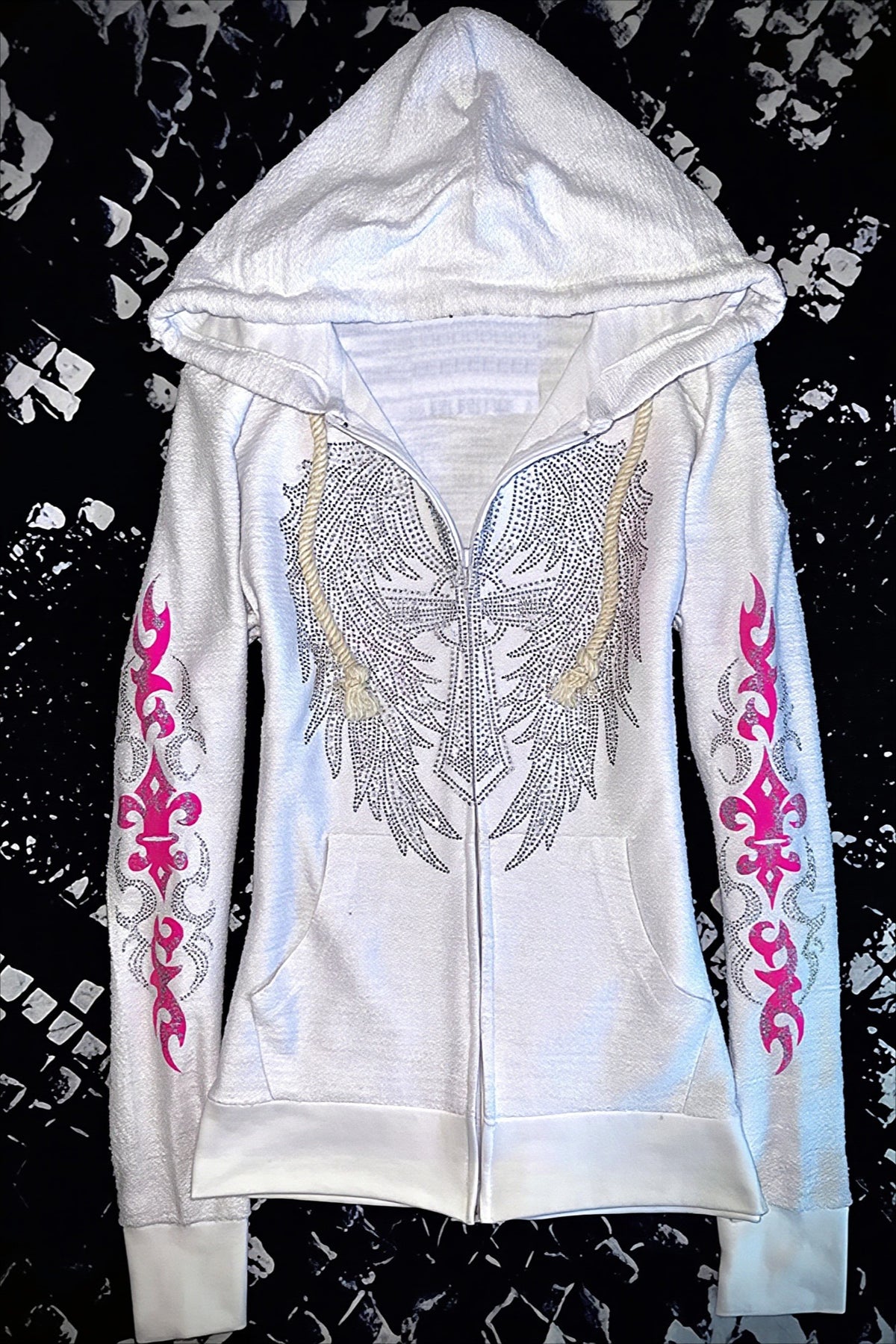 Rhinestone Tribal Graphic Zip Up Hoodie