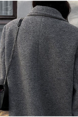 Elegant Wool Lapel Single Button Pocket Office Overcoat