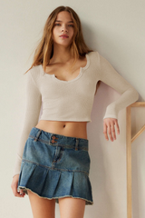 V Neck Ribbed Knit Slim Cropped Sexy Crop Top