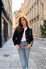 Single Breasted Short Textured Wool Coat