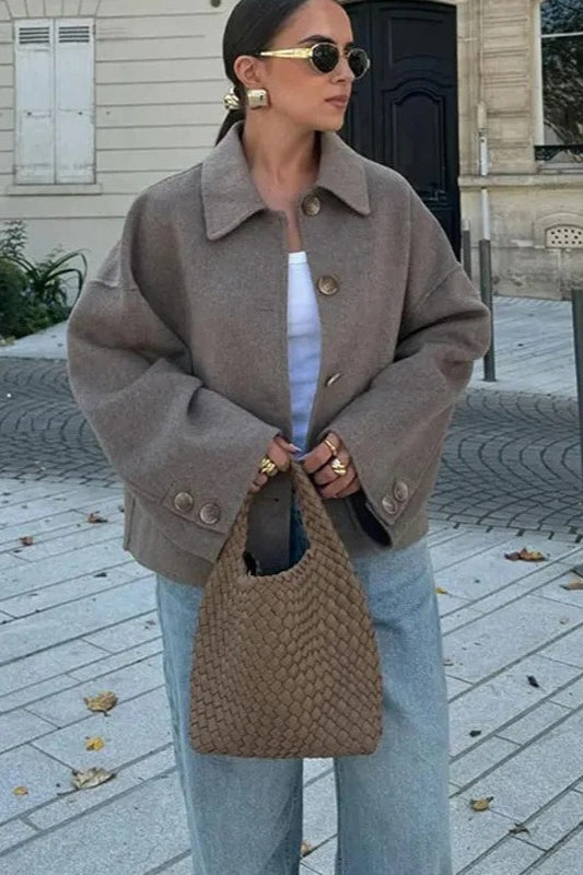 Cropped Wool Notch Collar Jacket Main image
