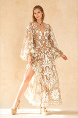 V-Neck Sexy Summer Casual Long Sleeve Boho Dress