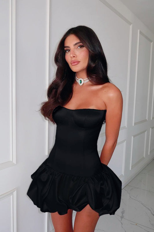 Strapless Ruched A-Line Silk Dress Main image