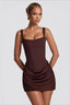Ruched Waist Tie Spaghetti Strap Bodycon Dress