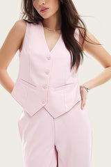 Office Vest Blazer Pants Tailored Two Piece Set