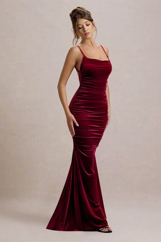 Velvet Ruched Low-Back Party Dress Secondary image