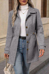 Midi Wool Blend Belted Notch Lapel Coat