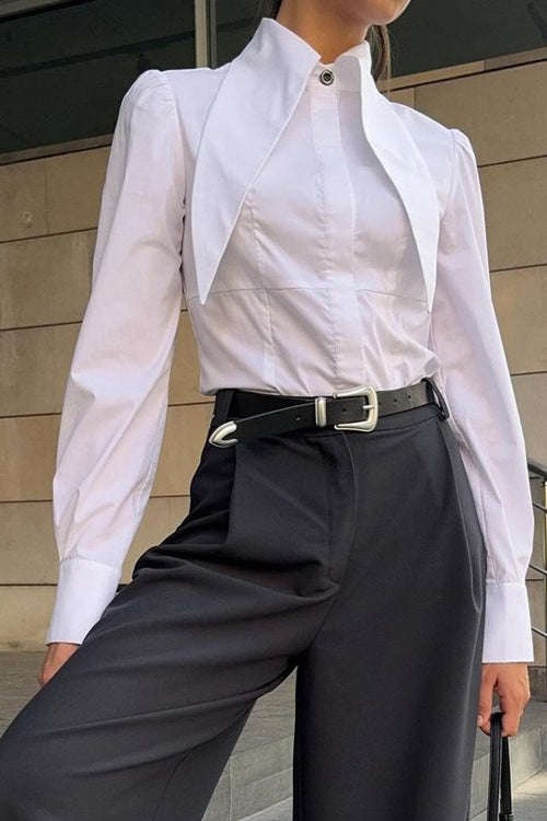 Unique Collared Button Front Blouse Secondary image