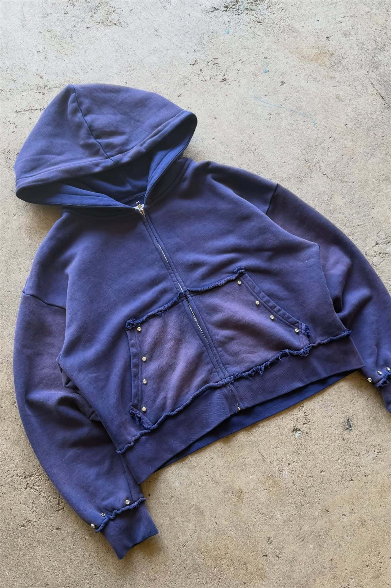 Studded Washed Graphic Oversized Pullover Hoodie Secondary image