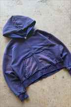 Studded Washed Graphic Oversized Pullover Hoodie
