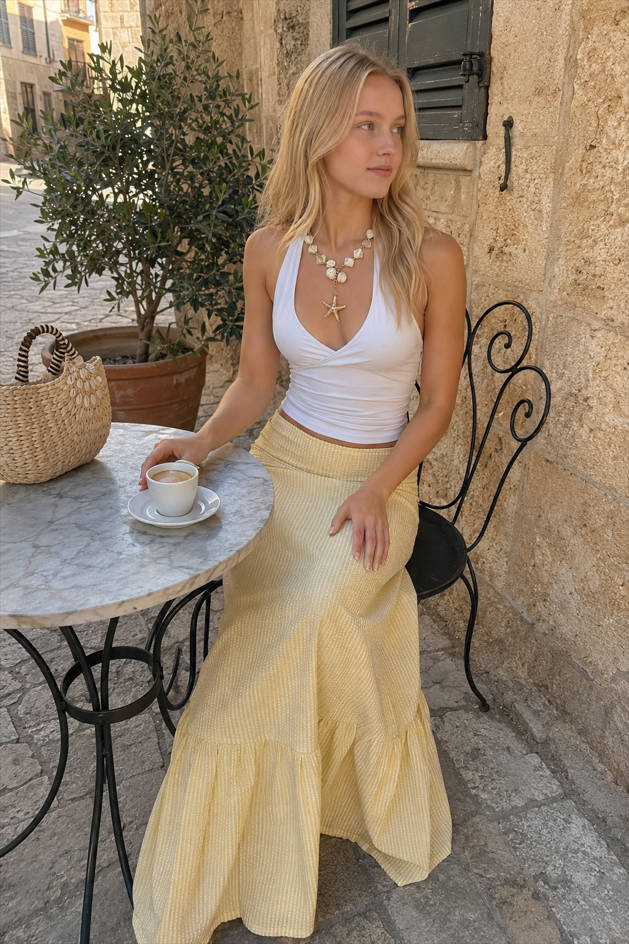 High-Waisted Striped Casual Skirt Secondary image