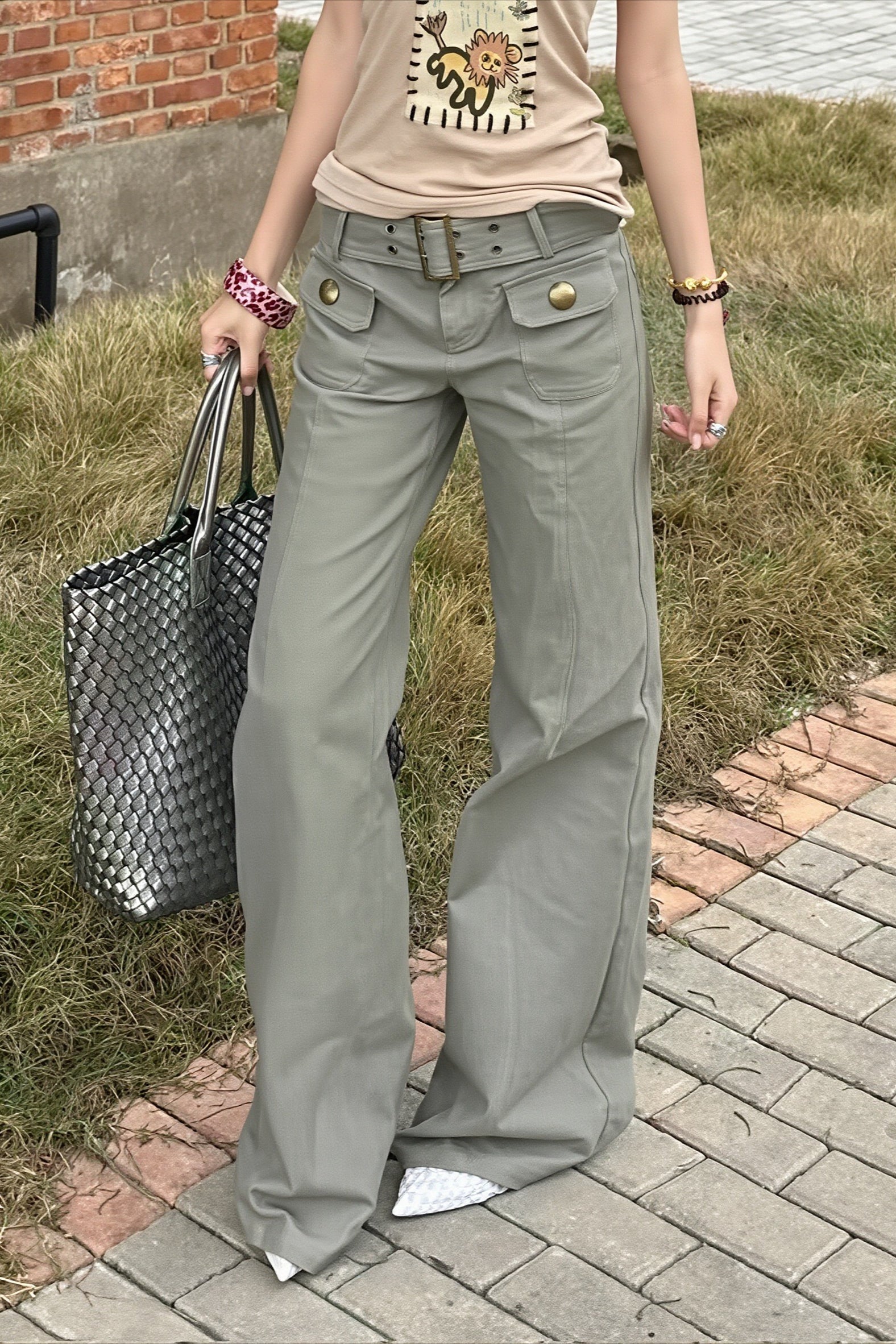 Washed Low Rise Bootcut Denim Pants Secondary image