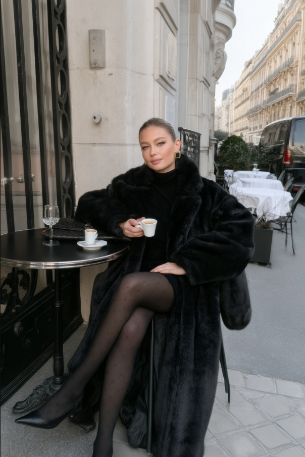Loose Velvet Fur Splicing Long Coat Main image