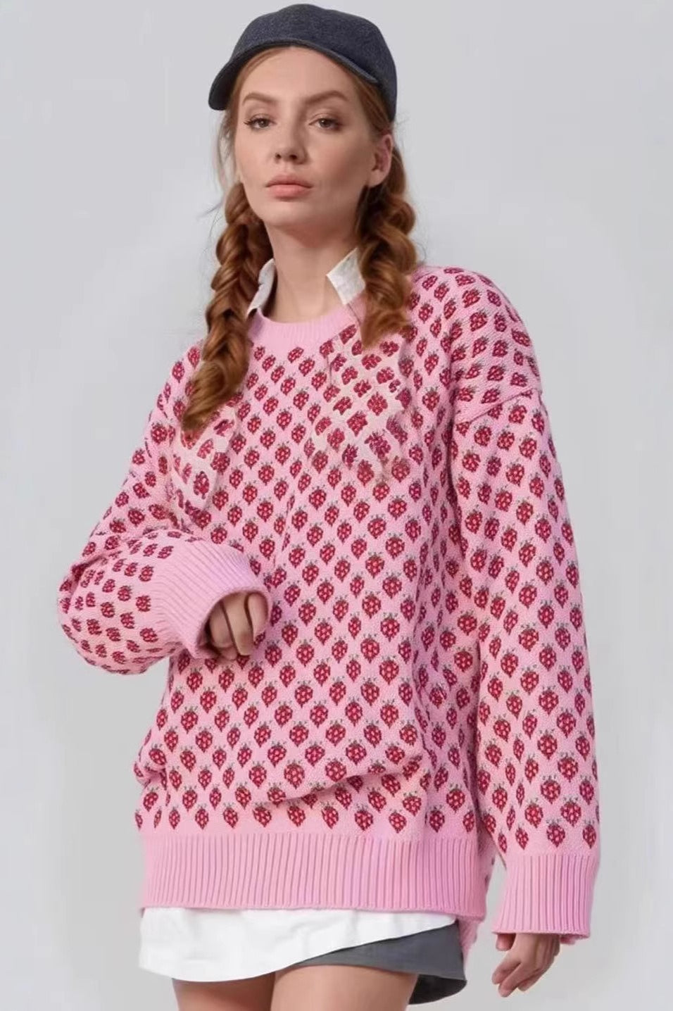 Strawberry Jacquard Knit Sweater Main image