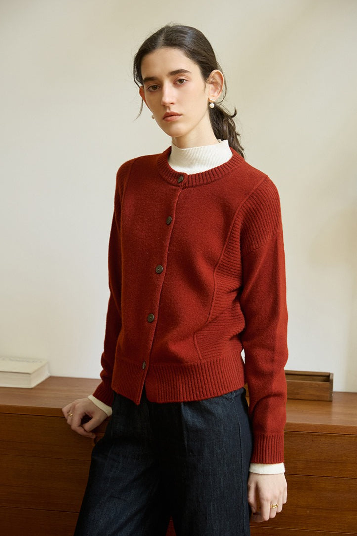 Elegant Crewneck Draped Knit Top Main image