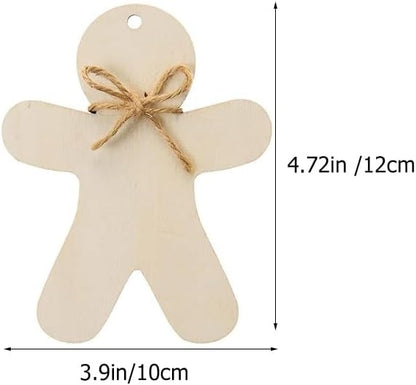 Wooden Gingerbread Men Christmas Ornaments - DIY Crafts (Set of 10)