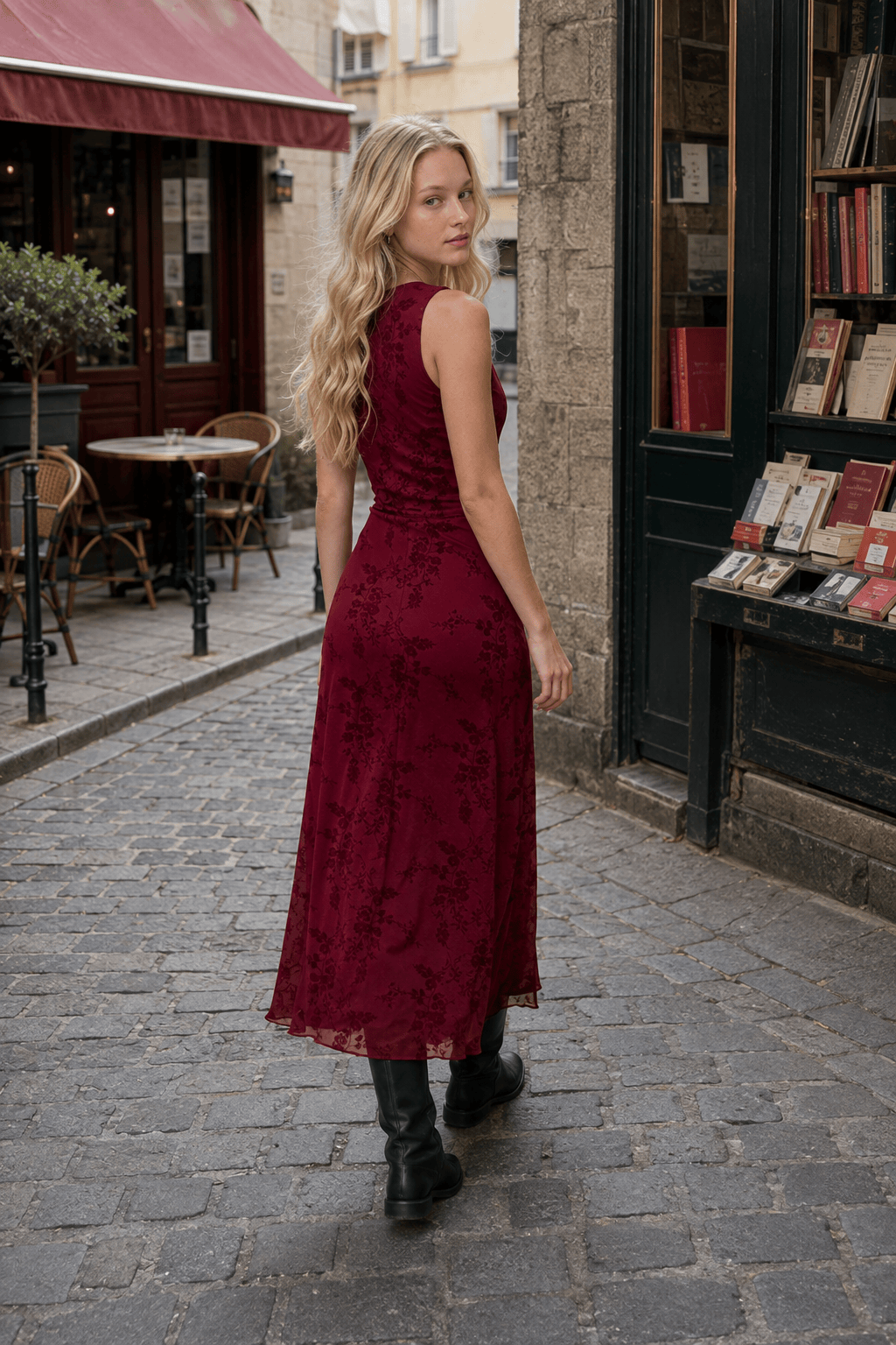 V-Neck Sleeveless Slim Fit Floral Dress