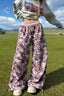 Pink Camouflage Drawstring Wide Leg Pants