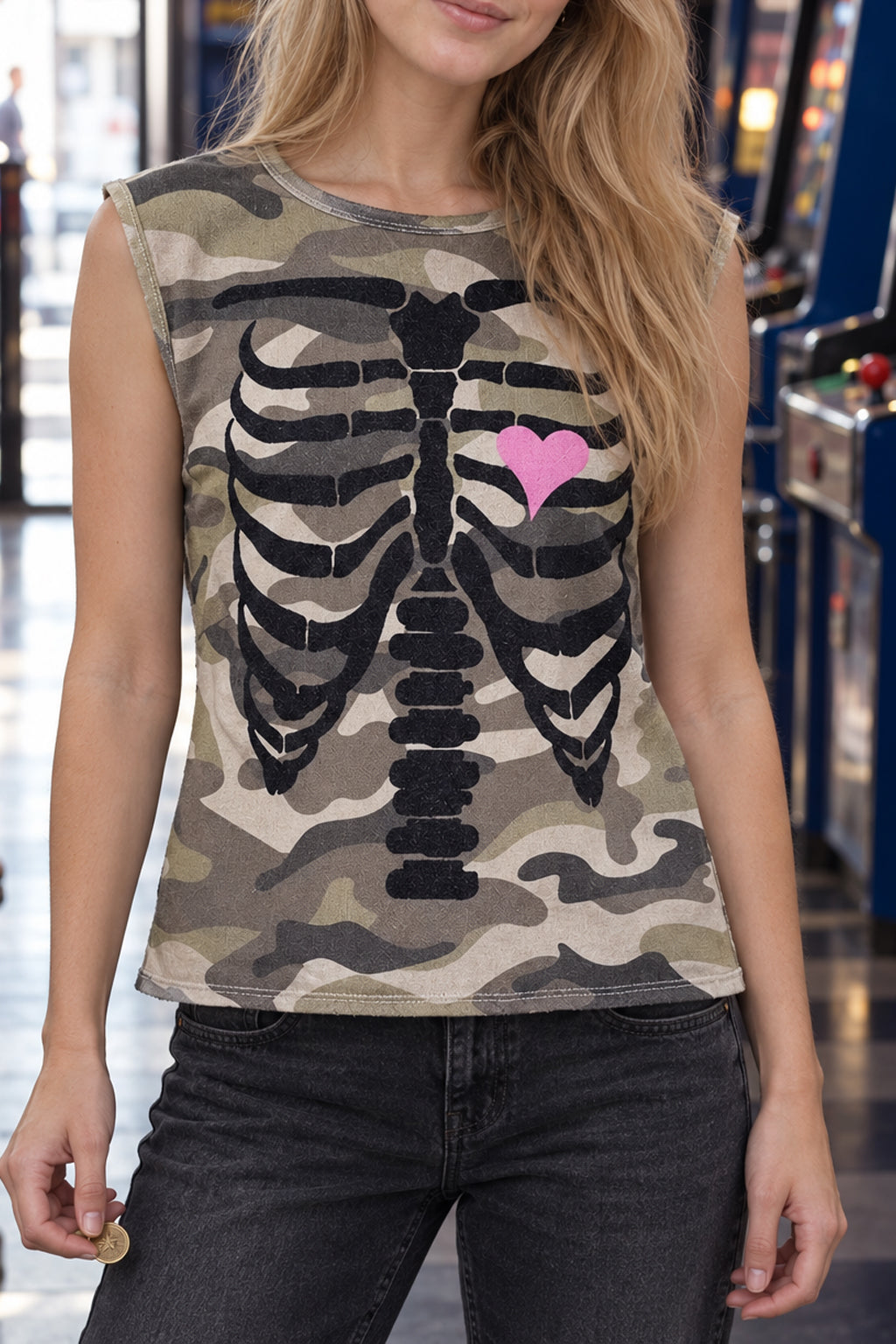 Y2K Camo Back Print Tank Top Secondary image