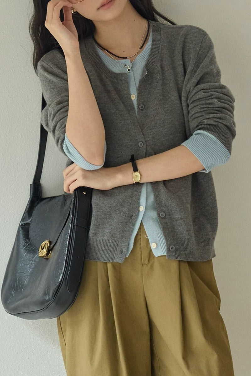 Wool Color Block Layered Cardigan Main image