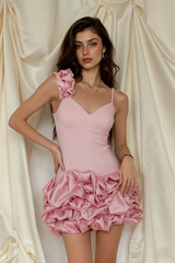 3D Ruffle Tutu Contrast V Neck Mini Slip Dress