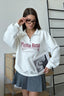 Print Loose Fit Half-Zip Collared Sweatshirt