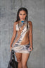 Zebra Print One Shoulder Cutout Mini Dress