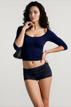 Low Cut U Neck Solid Color Slim Cami Top