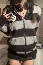 Stripe Colorblock Casual Hoodie