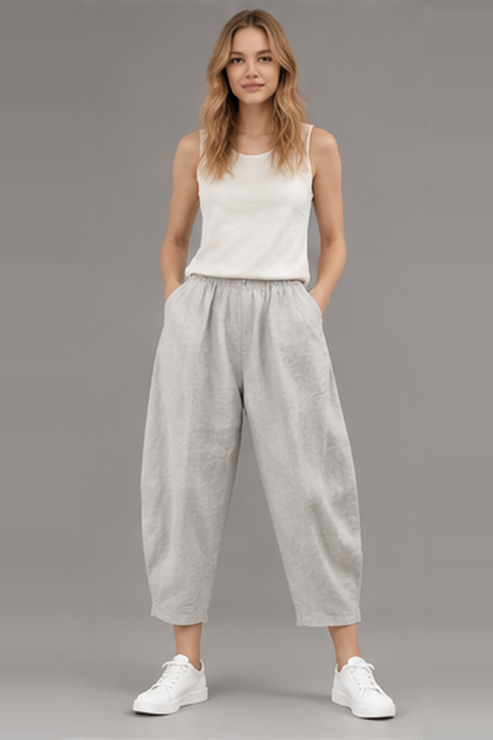 Elastic Waist Vintage Lady Loose Casual Pants
