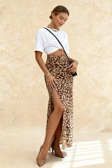 Elegant Leopard Print Slim A-Line Skirt