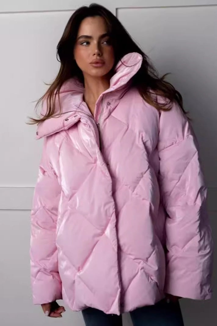 Quilted Oversized Lapel Puffer Coat Main image