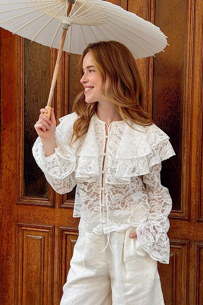 Luxe Round Neck Lace Blouse Secondary image