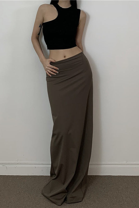 American Retro Solid Color Draped Skirt Secondary image