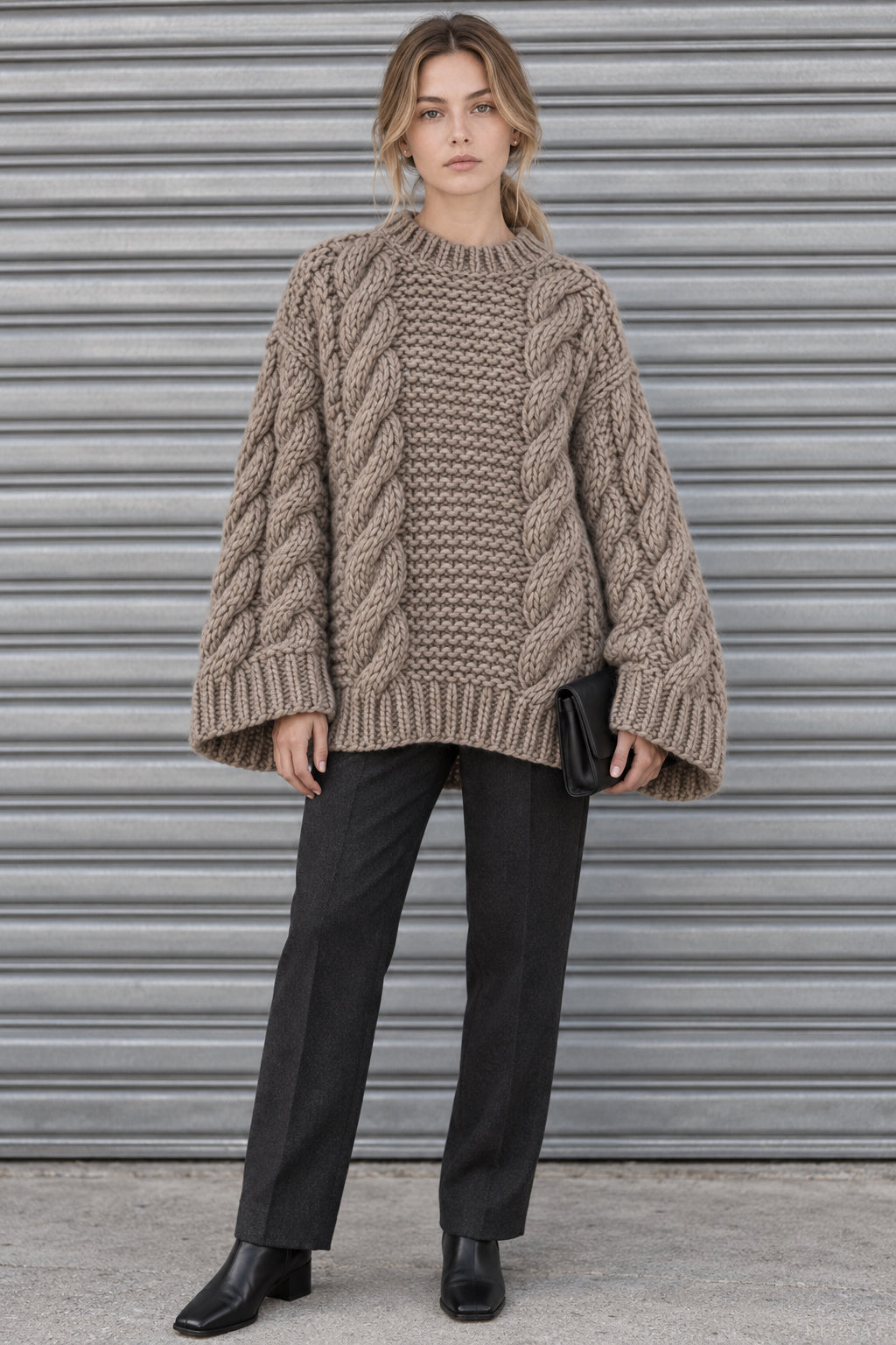 High Neck Wide Long Sleeve Loose Sweater