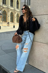 Sexy Sheer Tie Detail Blouse