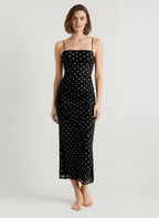 Polka Dot Cami Bodycon Maxi Dress