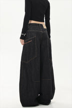 Oversized Pocket Low Rise Barrel Jeans