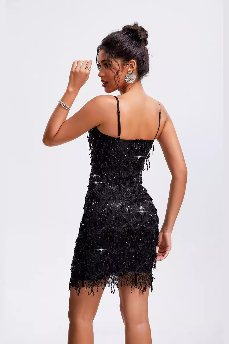Tassel Sleeveless Party Rhinestone Sequin Dress Secondary image