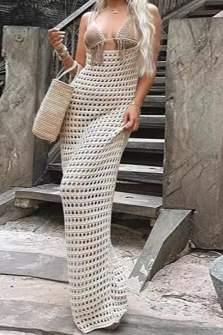Solid Knit Tank Cover Up Casual Beach Sweater Dress Secondary image