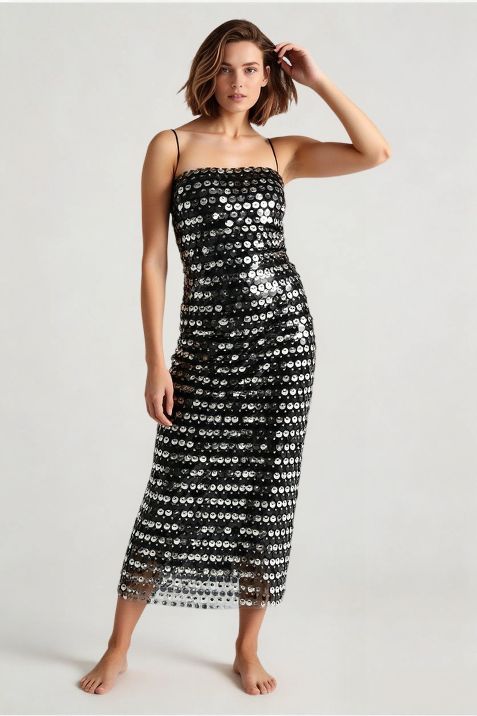 Spicy Girl Beaded Irregular Midi Dress Main image