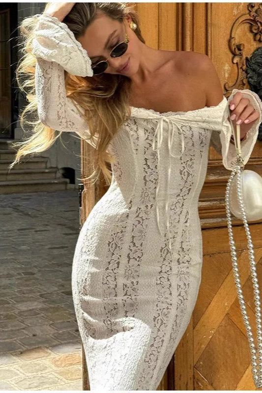 Slim Fit Off Shoulder Lace Dress Secondary image