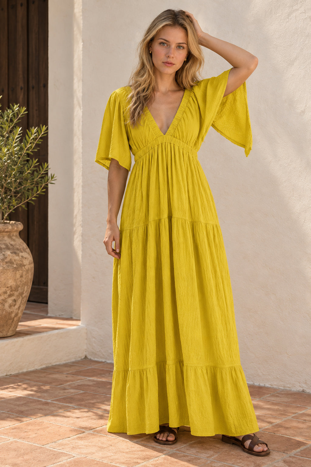 Black Embroidery Round Neck Flare Boho Dress