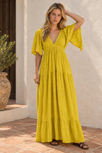 Black Embroidery Round Neck Flare Boho Dress