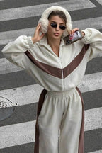 Athletic Zip Front Top Pants Activewear Set