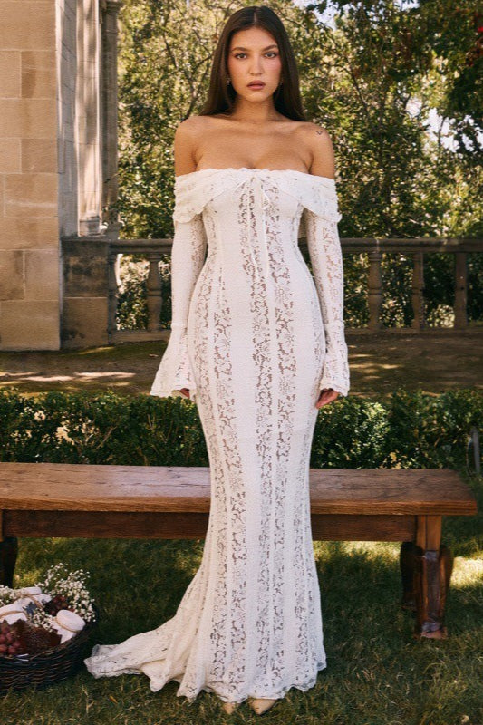 Lace Bustier Bell Sleeve Maxi Dress Main image