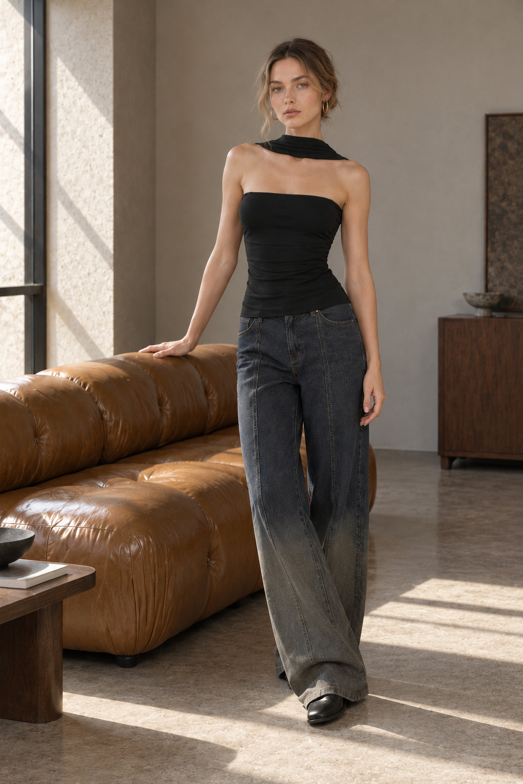 Strapless Reverse Halter Fitted Crop Top Main image