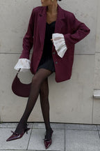 Oversized Ruffle Lace Sleeve Blazer