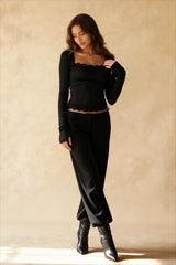 Chic Square Neck Long Sleeve Slim Long Sleeve Tee